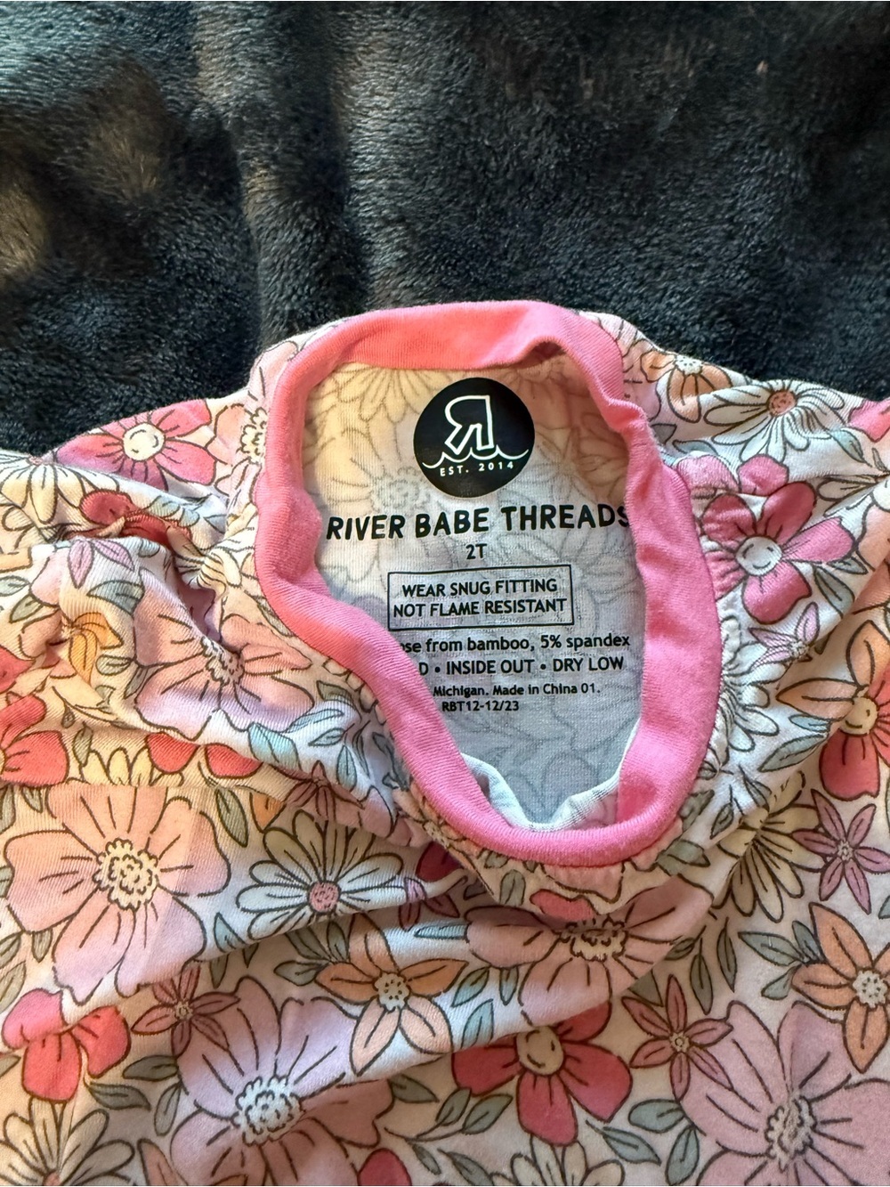 Girls Floral Pink Bamboo Long-Sleeve Pajama Set - Picture 3 of 6